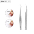 NAGARAKU Eyelashes Maquiagem Professional Eyelash Extension Tweezers 2PCS Stainless Steel Volume Accurate Bloom Eyelash Tweezers