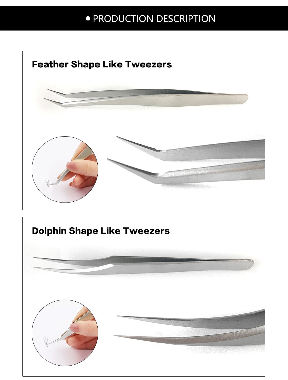NAGARAKU Eyelashes Maquiagem Professional Eyelash Extension Tweezers 2PCS Stainless Steel Volume Accurate Bloom Eyelash Tweezers