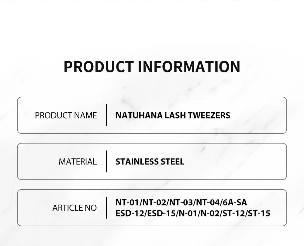NATUHANA Anti-static Straight Eyelash Extension Tweezers Industrial Precision Curved Straight Lash Eyebrow Tweezers Makeup Tools