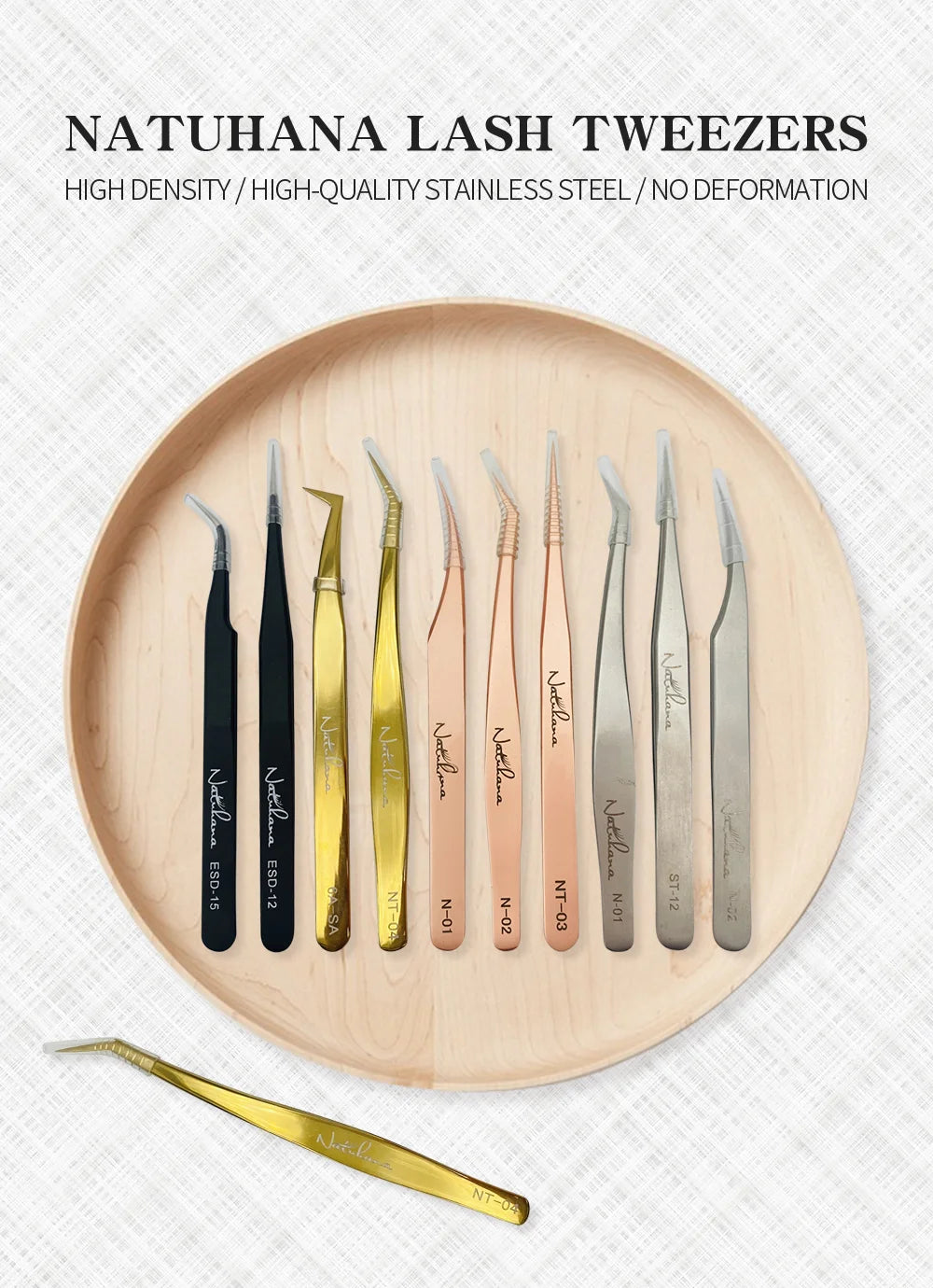 NATUHANA Anti-static Straight Eyelash Extension Tweezers Industrial Precision Curved Straight Lash Eyebrow Tweezers Makeup Tools