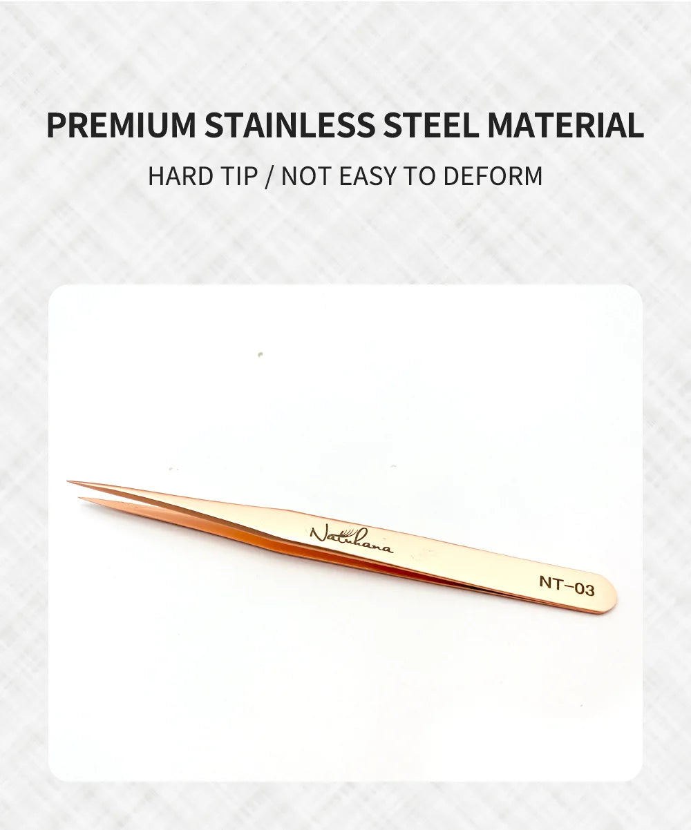 NATUHANA Anti-static Straight Eyelash Extension Tweezers Industrial Precision Curved Straight Lash Eyebrow Tweezers Makeup Tools