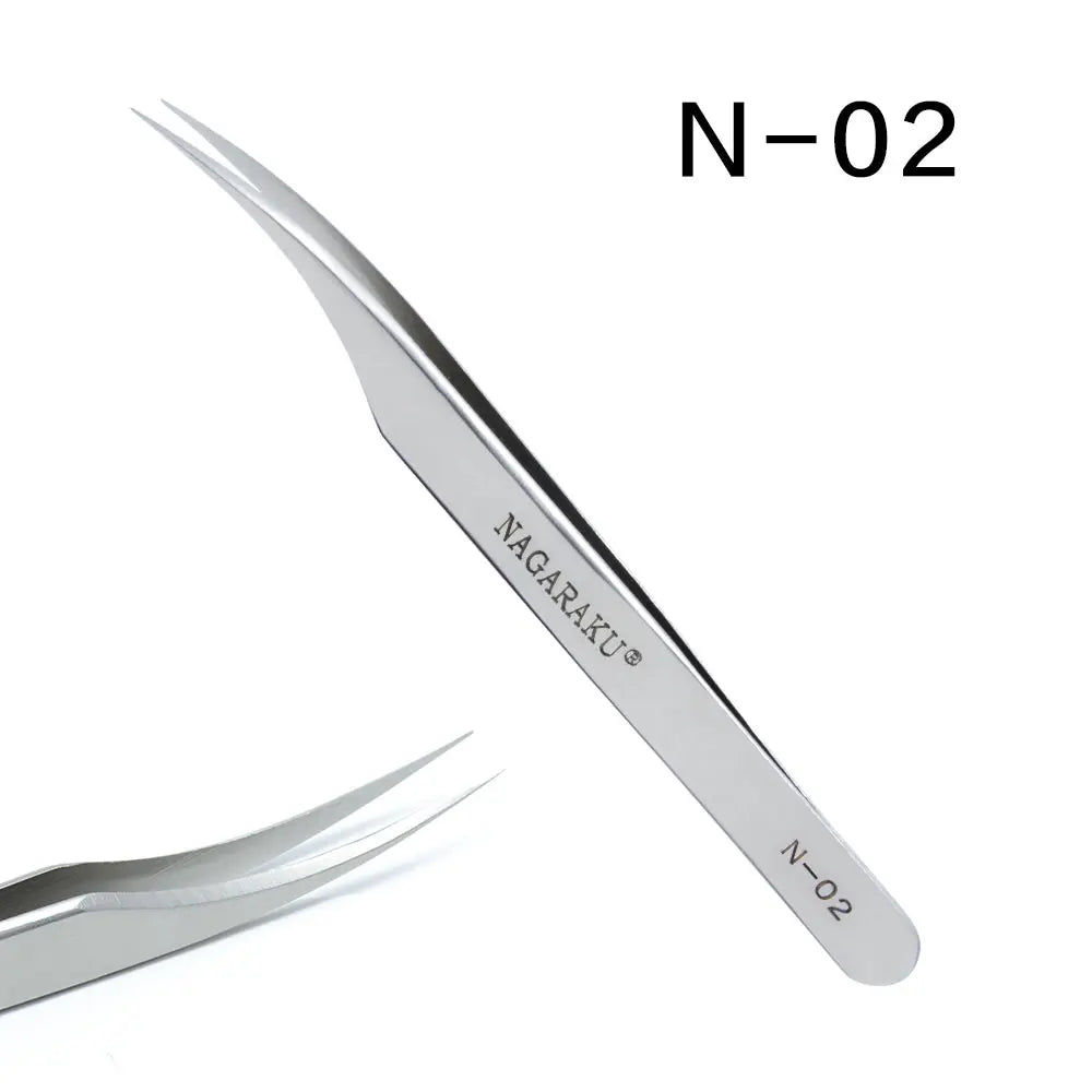 NAGARAKU Eyelashes Maquiagem Professional Eyelash Extension Tweezers 2PCS Stainless Steel Volume Accurate Bloom Eyelash Tweezers
