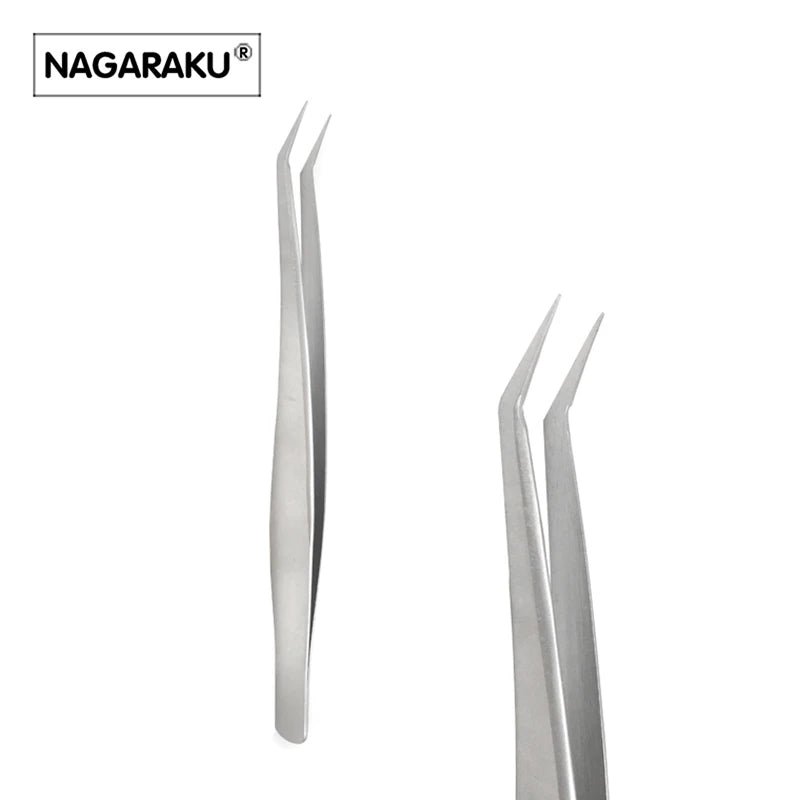 NAGARAKU Eyelashes Maquiagem Professional Eyelash Extension Tweezers 2PCS Stainless Steel Volume Accurate Bloom Eyelash Tweezers