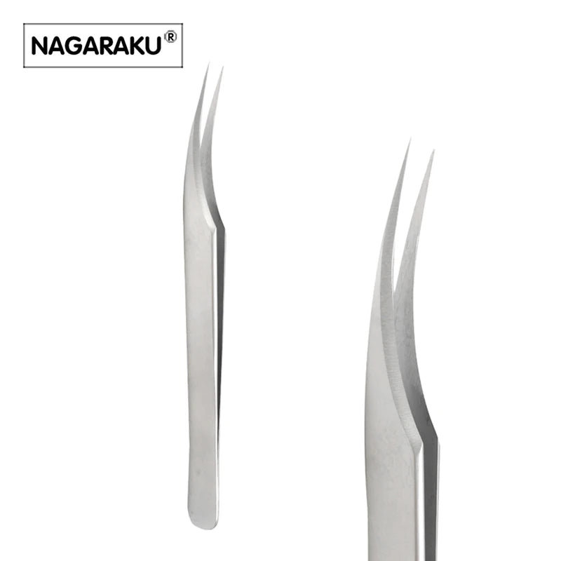 NAGARAKU Eyelashes Maquiagem Professional Eyelash Extension Tweezers 2PCS Stainless Steel Volume Accurate Bloom Eyelash Tweezers