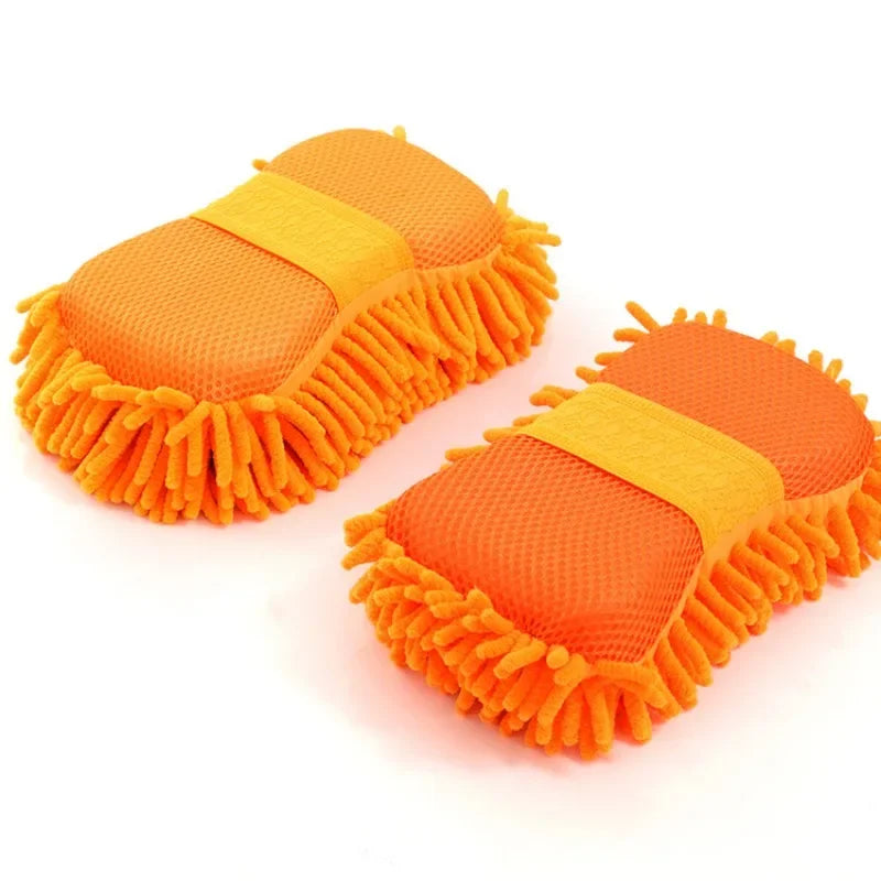 2PCS Terry Cloth Car Wash Gloves Coral Velvet Sponge Lazy Wipe Cloth Strong Stain Removal And Absorbency Car Cleaning Tools