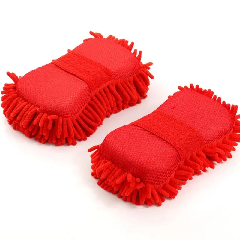 2PCS Terry Cloth Car Wash Gloves Coral Velvet Sponge Lazy Wipe Cloth Strong Stain Removal And Absorbency Car Cleaning Tools