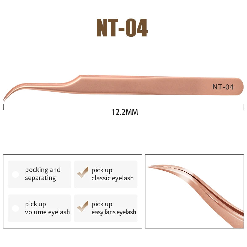 NATUHANA Anti-static Straight Eyelash Extension Tweezers Industrial Precision Curved Straight Lash Eyebrow Tweezers Makeup Tools