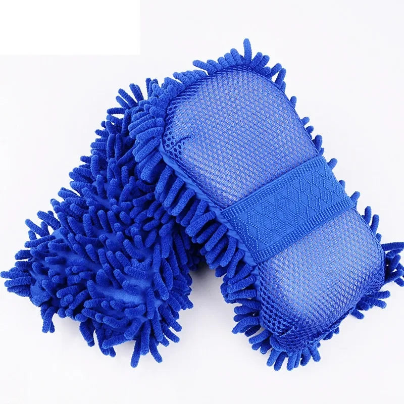 2PCS Terry Cloth Car Wash Gloves Coral Velvet Sponge Lazy Wipe Cloth Strong Stain Removal And Absorbency Car Cleaning Tools