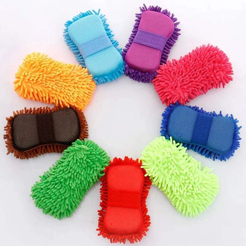 2PCS Terry Cloth Car Wash Gloves Coral Velvet Sponge Lazy Wipe Cloth Strong Stain Removal And Absorbency Car Cleaning Tools