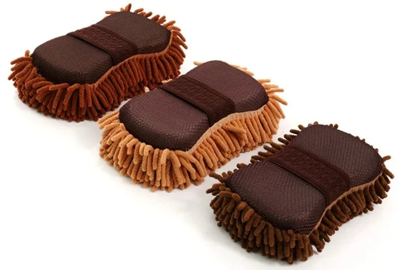 2PCS Terry Cloth Car Wash Gloves Coral Velvet Sponge Lazy Wipe Cloth Strong Stain Removal And Absorbency Car Cleaning Tools