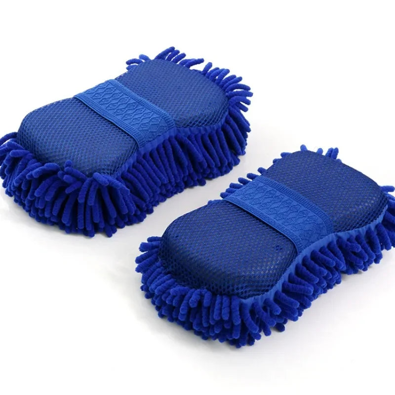 2PCS Terry Cloth Car Wash Gloves Coral Velvet Sponge Lazy Wipe Cloth Strong Stain Removal And Absorbency Car Cleaning Tools