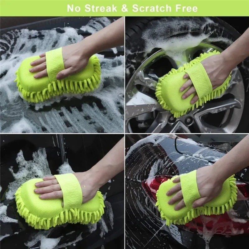 2PCS Terry Cloth Car Wash Gloves Coral Velvet Sponge Lazy Wipe Cloth Strong Stain Removal And Absorbency Car Cleaning Tools