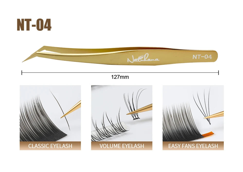 NATUHANA Anti-static Straight Eyelash Extension Tweezers Industrial Precision Curved Straight Lash Eyebrow Tweezers Makeup Tools