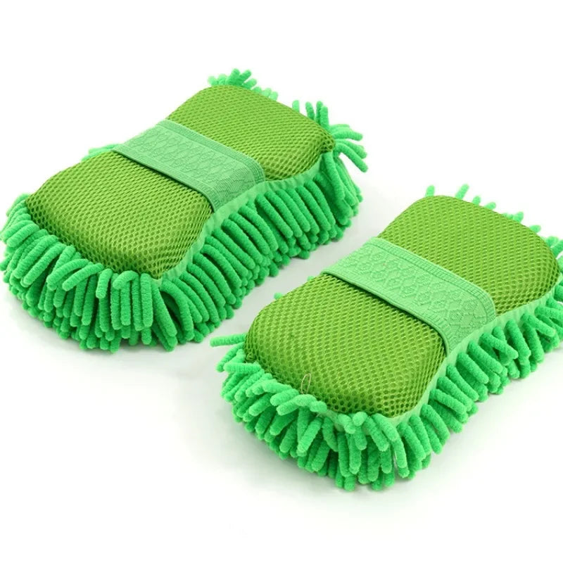 2PCS Terry Cloth Car Wash Gloves Coral Velvet Sponge Lazy Wipe Cloth Strong Stain Removal And Absorbency Car Cleaning Tools