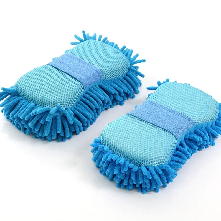 2PCS Terry Cloth Car Wash Gloves Coral Velvet Sponge Lazy Wipe Cloth Strong Stain Removal And Absorbency Car Cleaning Tools