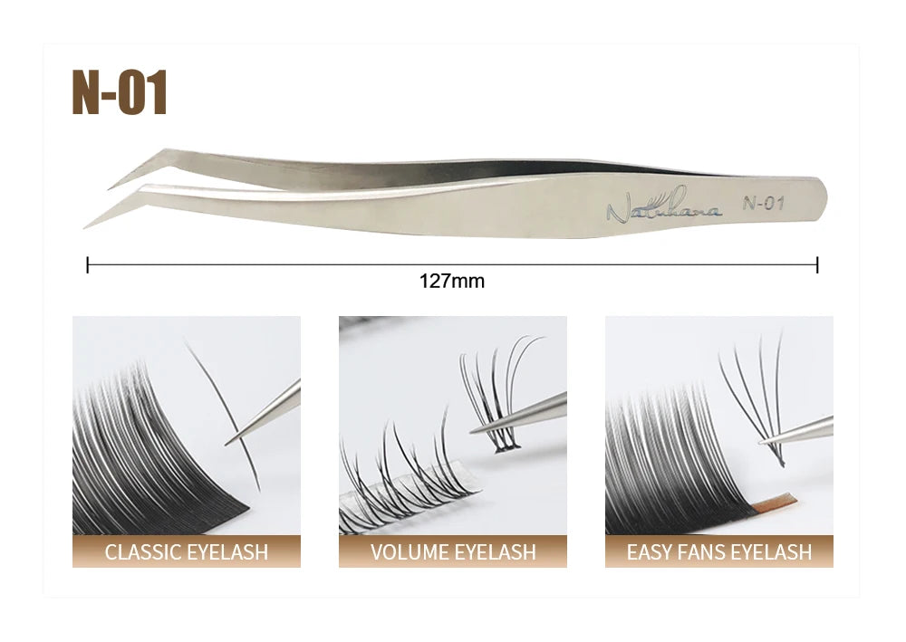 NATUHANA Anti-static Straight Eyelash Extension Tweezers Industrial Precision Curved Straight Lash Eyebrow Tweezers Makeup Tools