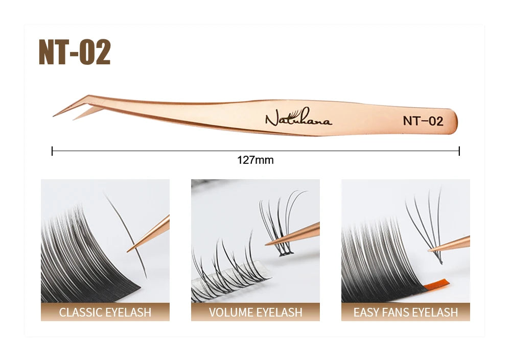NATUHANA Anti-static Straight Eyelash Extension Tweezers Industrial Precision Curved Straight Lash Eyebrow Tweezers Makeup Tools