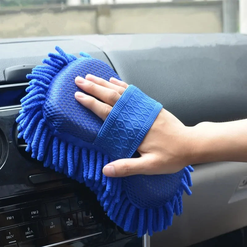 2PCS Terry Cloth Car Wash Gloves Coral Velvet Sponge Lazy Wipe Cloth Strong Stain Removal And Absorbency Car Cleaning Tools