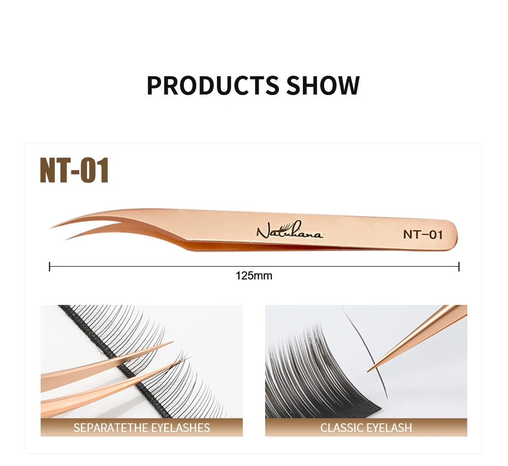 NATUHANA Anti-static Straight Eyelash Extension Tweezers Industrial Precision Curved Straight Lash Eyebrow Tweezers Makeup Tools