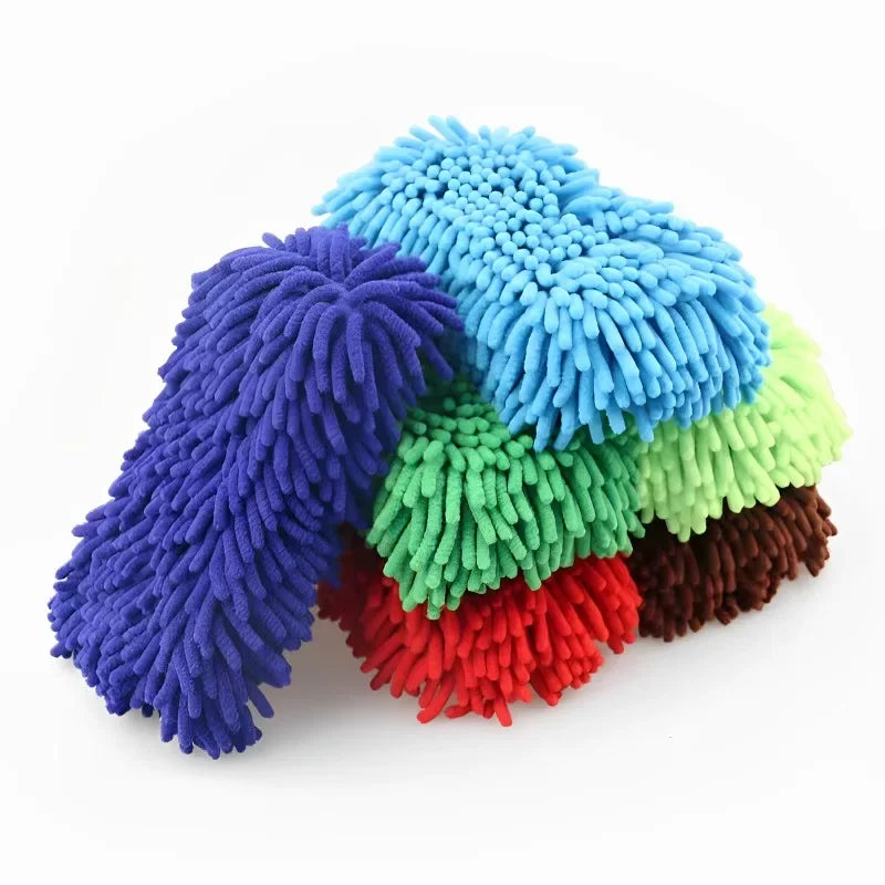 2PCS Terry Cloth Car Wash Gloves Coral Velvet Sponge Lazy Wipe Cloth Strong Stain Removal And Absorbency Car Cleaning Tools