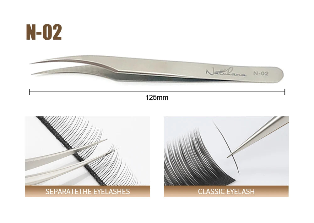 NATUHANA Anti-static Straight Eyelash Extension Tweezers Industrial Precision Curved Straight Lash Eyebrow Tweezers Makeup Tools