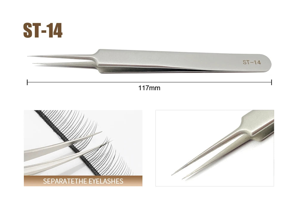 NATUHANA Anti-static Straight Eyelash Extension Tweezers Industrial Precision Curved Straight Lash Eyebrow Tweezers Makeup Tools